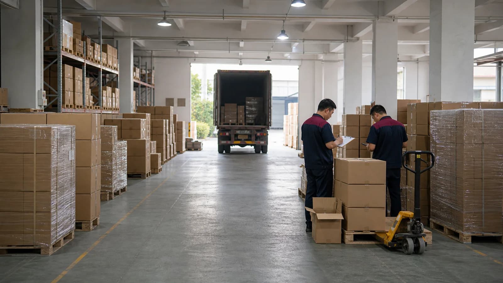 Packaging cartons in warehouse storage